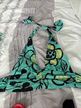 Turquoise Floral Halter top Zara